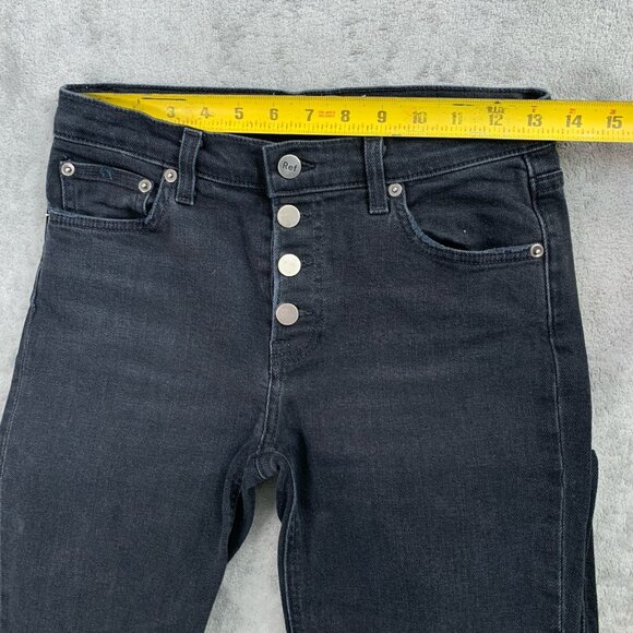 Reformation Jeans Women 26x27” Argentine Black Skinny Raw Hem Stretch Button Fly - Picture 6 of 16